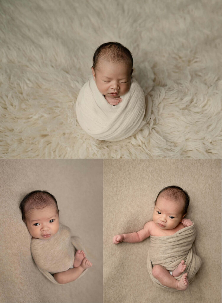 Calgary newborn studio photography, baby boy, neutral