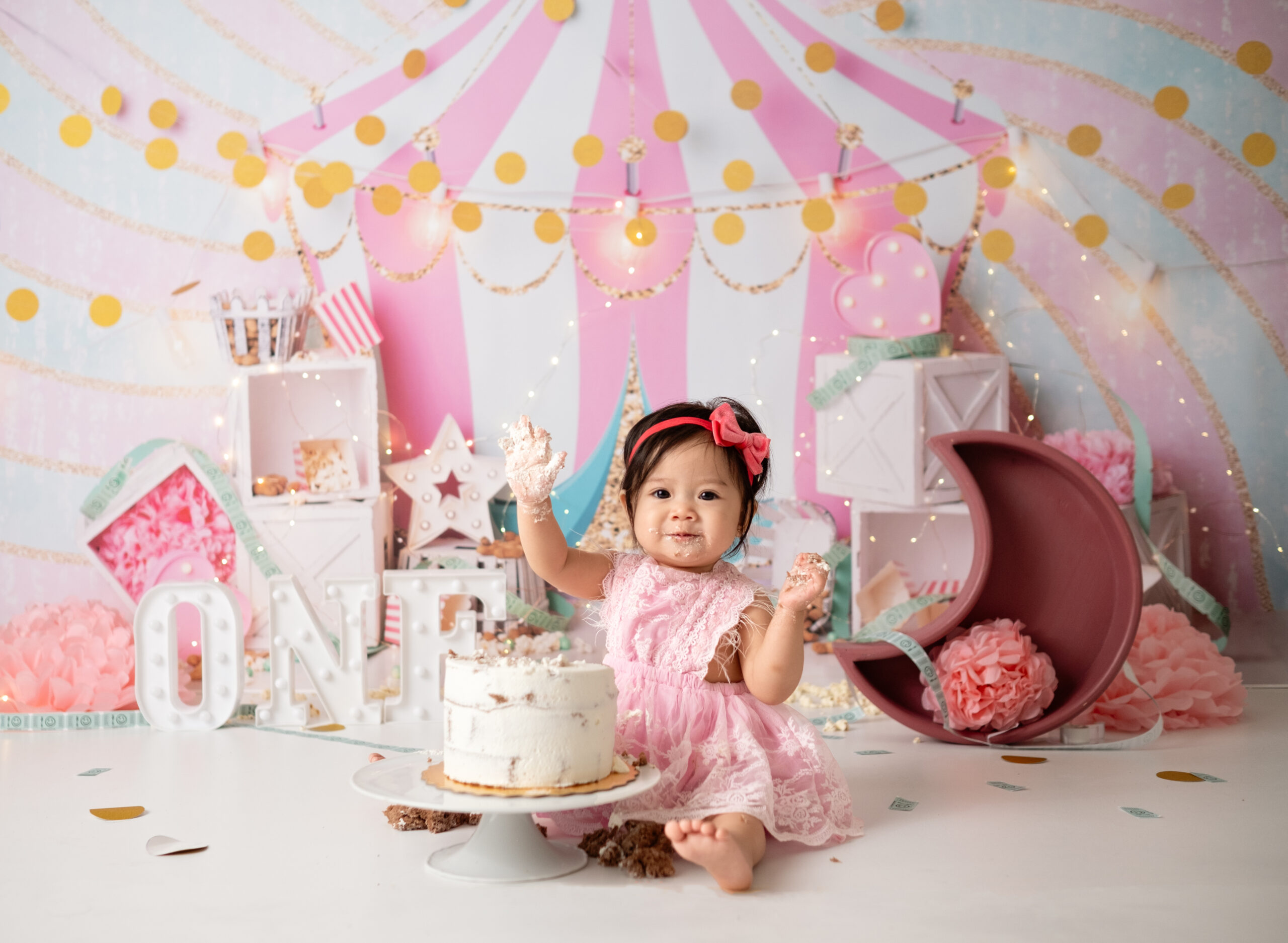 A Whole Year of Joy | Carnival-Themed Cake Smash Session in Calgary, Alberta