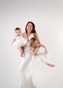 Calgary studio family photoshoot, mommy and babies