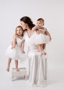 Calgary studio family photoshoot, mommy and babies