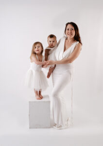 Calgary studio family photoshoot, mommy and babies