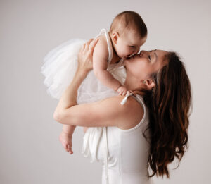 Calgary studio family photoshoot, mommy and baby